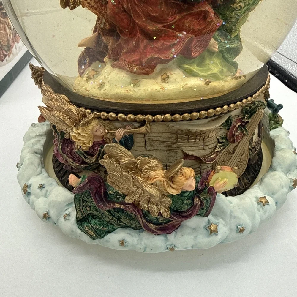 Kirkland Christmas Musical Waterglobe Revolving Base Snow Globe Hark Angel Works